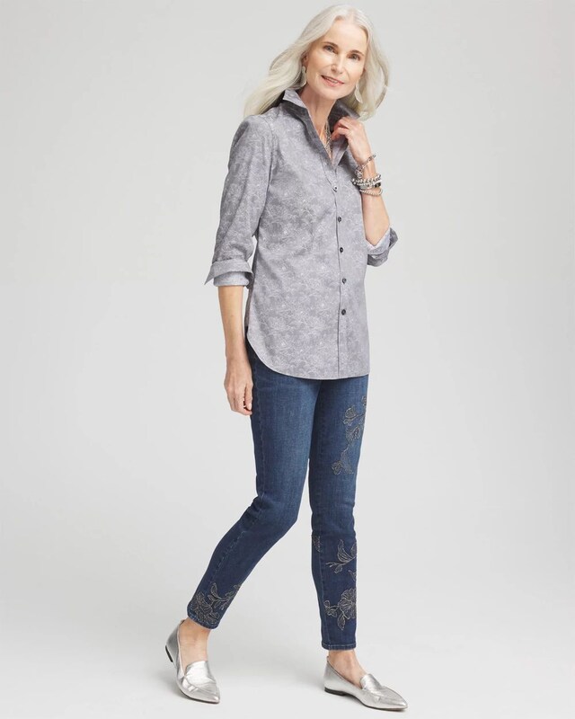No Iron Floral Jacquard Shirt - image 2